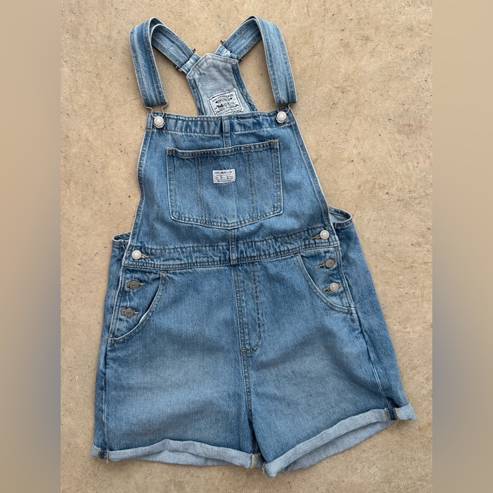 Levi's Light Blue Denim Shorts Overalls